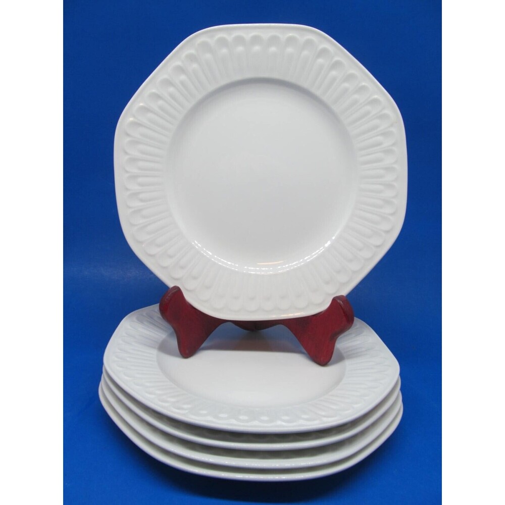 Alegre Santa Clare Arita Ironstone Set Of 4 White 8 1/2" Salad Plates In GUC